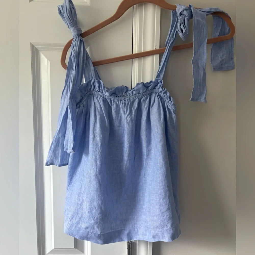 J. Crew Tie-shoulder Chambray Linen Top
